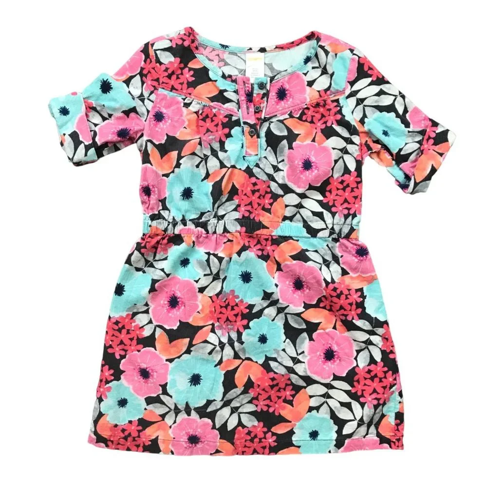Gymboree Floral Corduroy Dress 100% Cotton Lightweight Girls Size 6 Multicolored